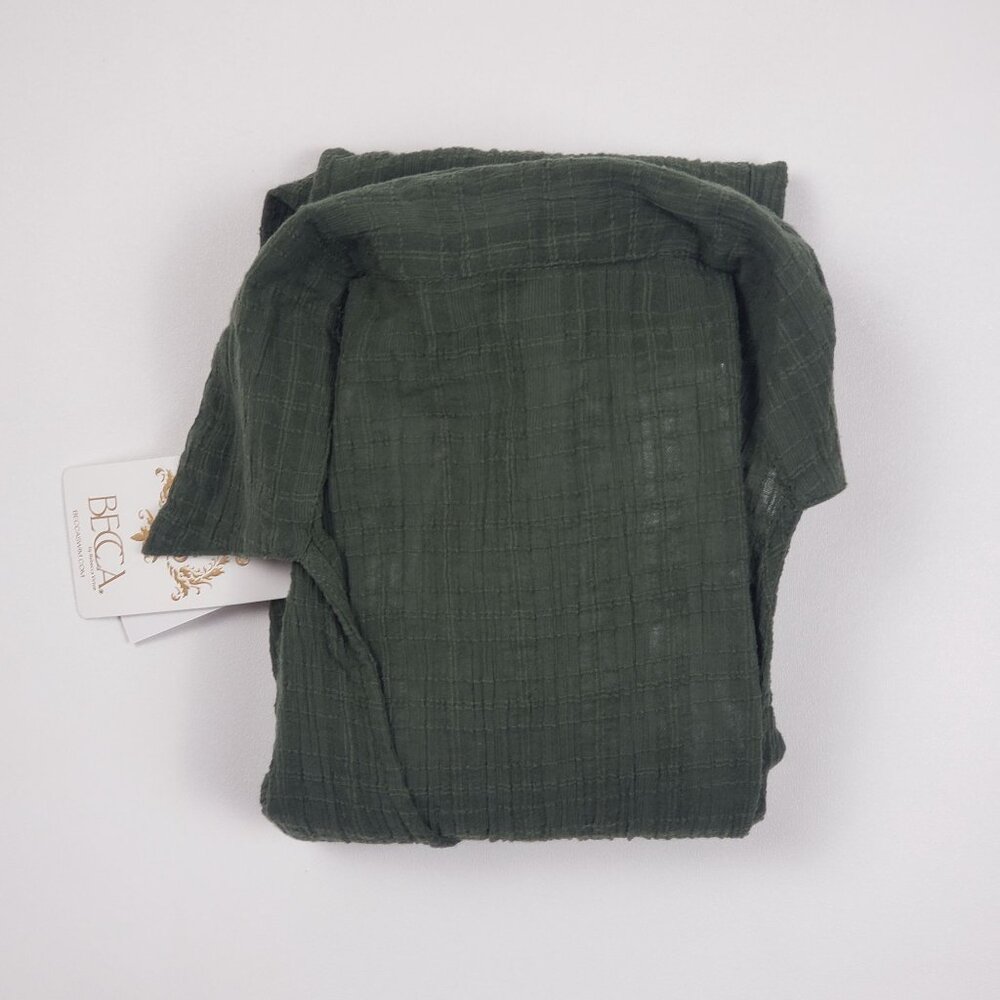 BECCA Playa Textured Collared Wrap Shirtdress Cover-Up Size Small Cactus Green - Picture 15 of 16